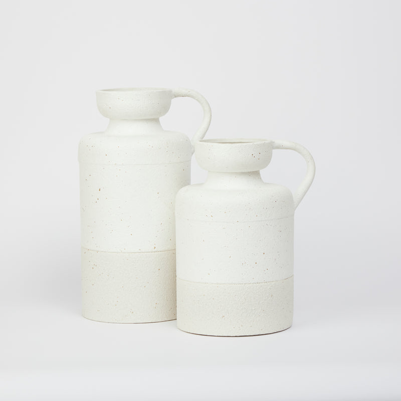 Vase en céramique texturée Meli Ecru