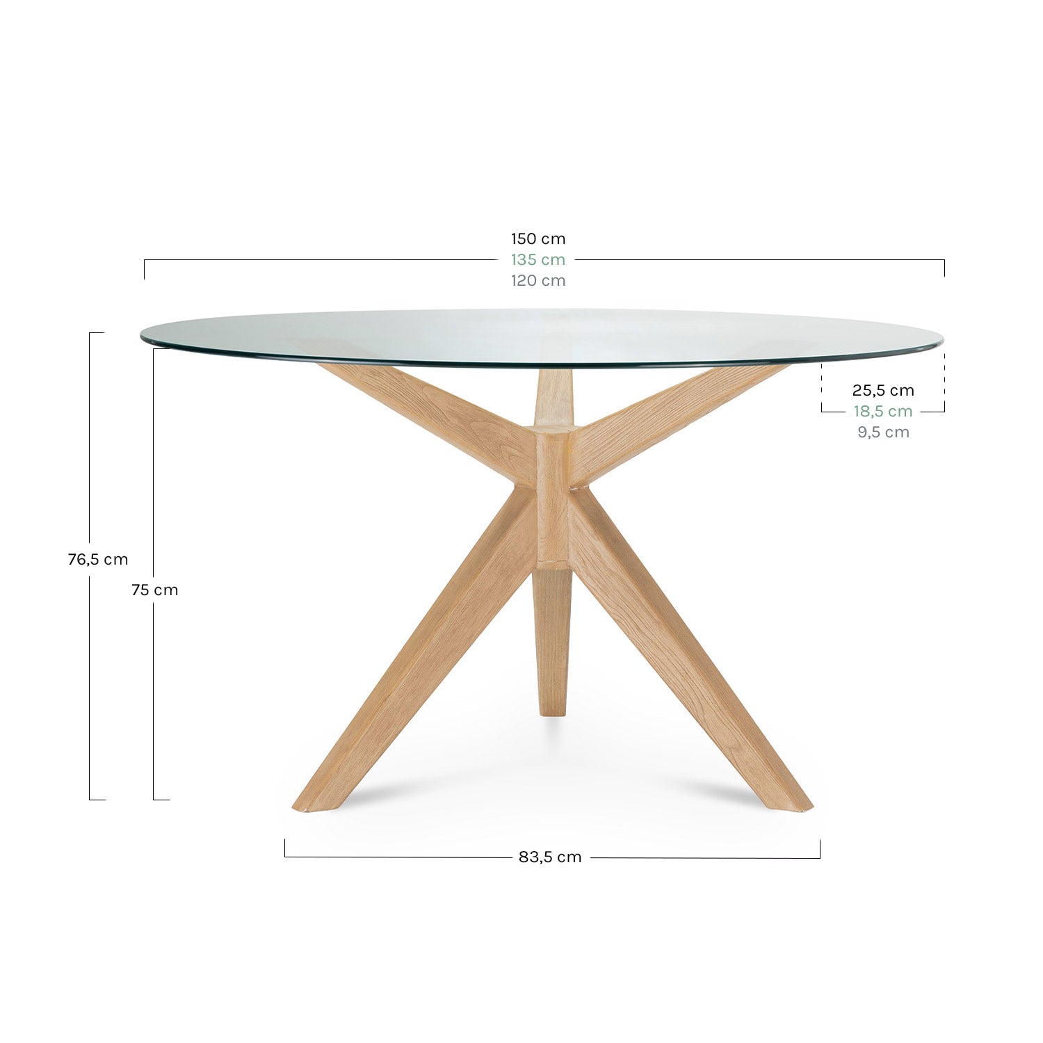 Skan table ronde verre et bois