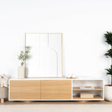 Bini meuble TV 180 cm bois et blanc