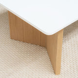 Bini table basse ronde blanche bois