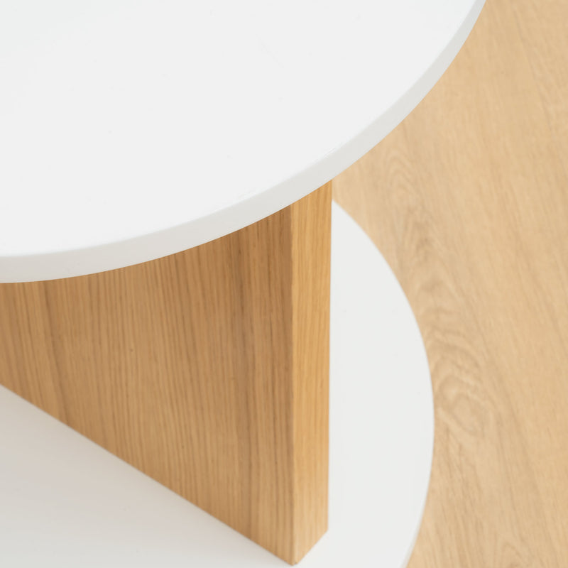 Bini table d'appoint ronde blanche bois