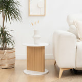 Bini table d'appoint ronde blanche bois