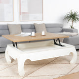 Curve table basse blanche ajustable bois 