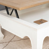 Curve table basse blanche ajustable bois 