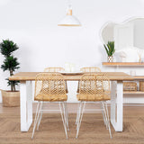 Nayi Table de salle à manger en bois et fer blanc