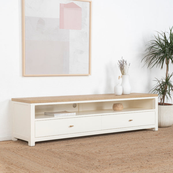 Tiga meuble TV 180 cm bois couleur blanche