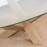 Tripod mesa de centro cristal y madera